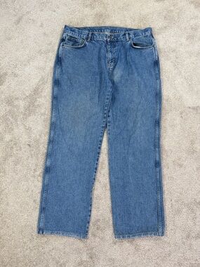 Schaefer Men’s Ranch Hand Dungarees Jeans Straight Leg in Medium Wash 42X34